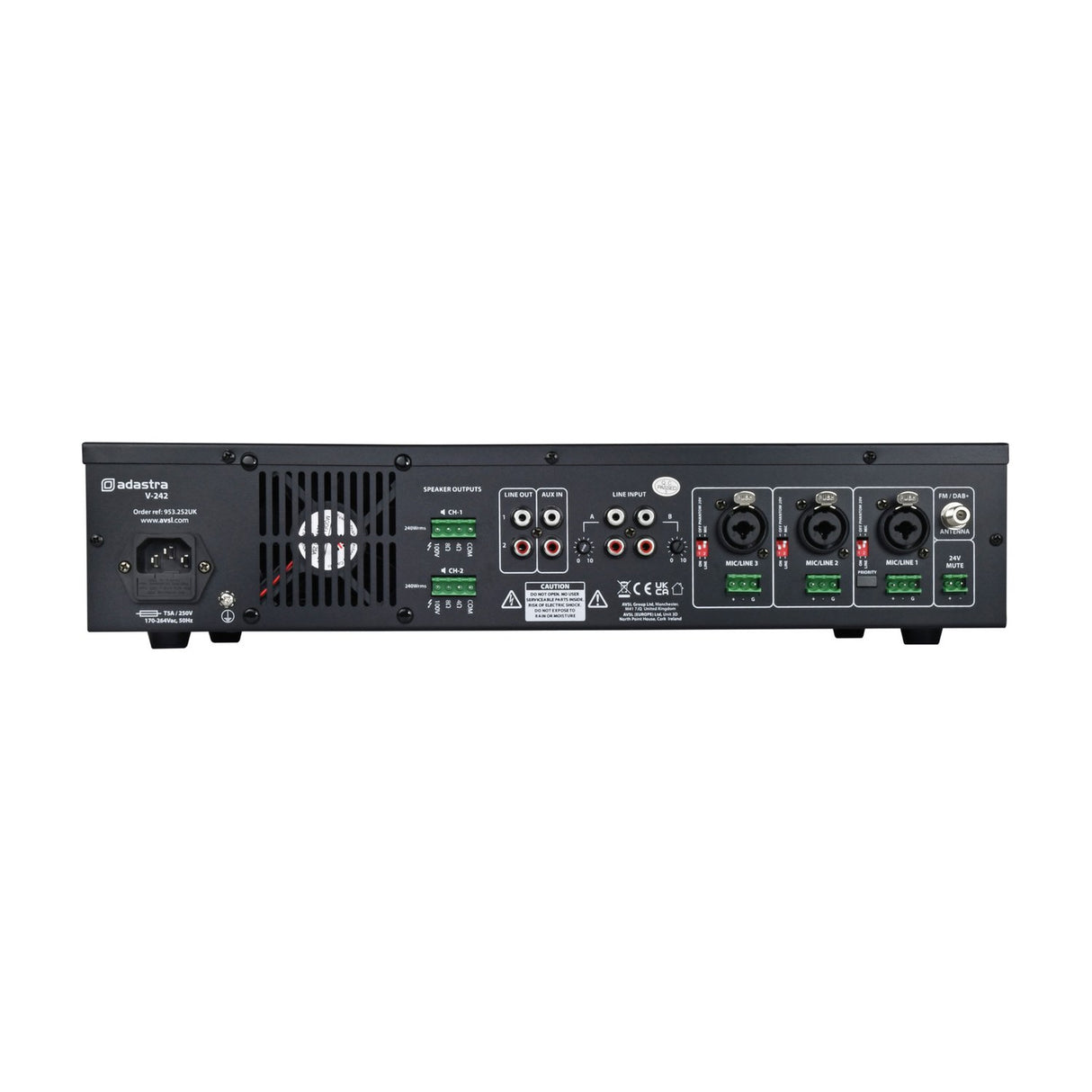 Adastra V-242 Dual Zone 100V Mixer-Amplifier