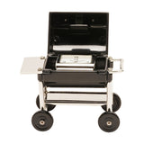 Barbecue Miniature Mantel Clock with Wheels - Black & Silver