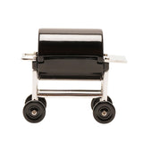 Barbecue Miniature Mantel Clock with Wheels - Black & Silver
