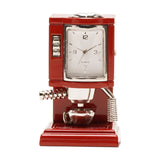 Coffee Machine Miniature Quartz Mantel Clock - Red & Silver