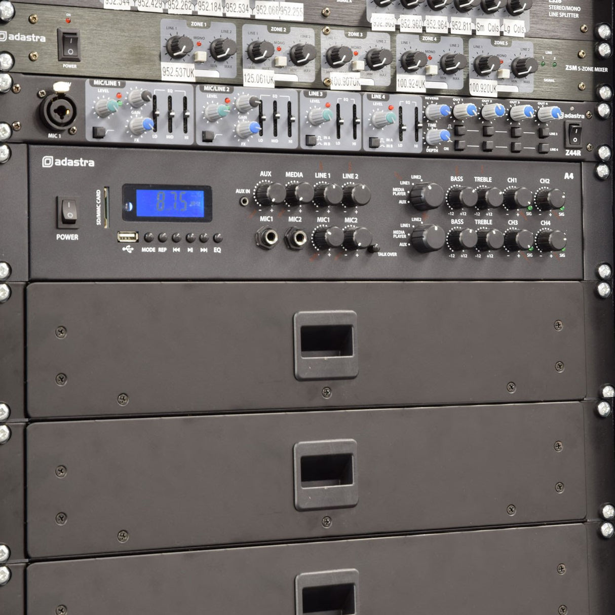 Adastra A4 Dual Zone Stereo PA Amplifier 4 x 200W
