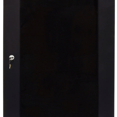 Adastra RC15U450 19" rack cabinet in black steel with locking front door and key, close-up view of the lock mechanism.