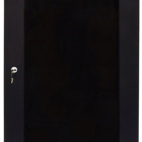 Adastra RC15U600 15U lockable 19" rack cabinet by AVSL, close-up of the black tempered glass front door with silver key lock.