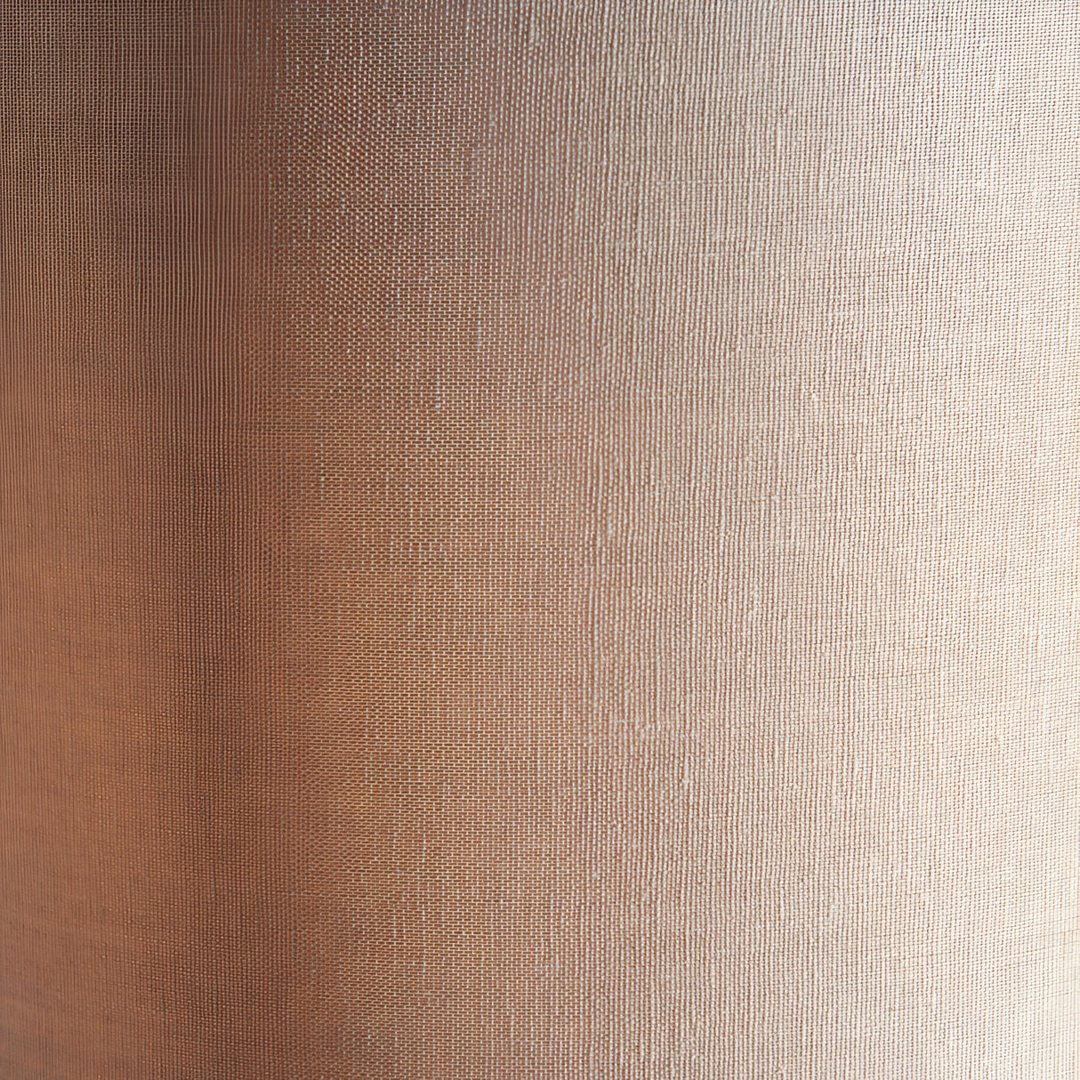 Close-up of the Endon Bramdon Floor Lamp's natural mixed-linen cylinder shade, showing the woven fabric texture in warm earthy tones.