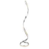 Endon Neve floor lamp with a tall spiralling silver leaf frame and integrated warm white LED diffuser, shown on a plain white background.