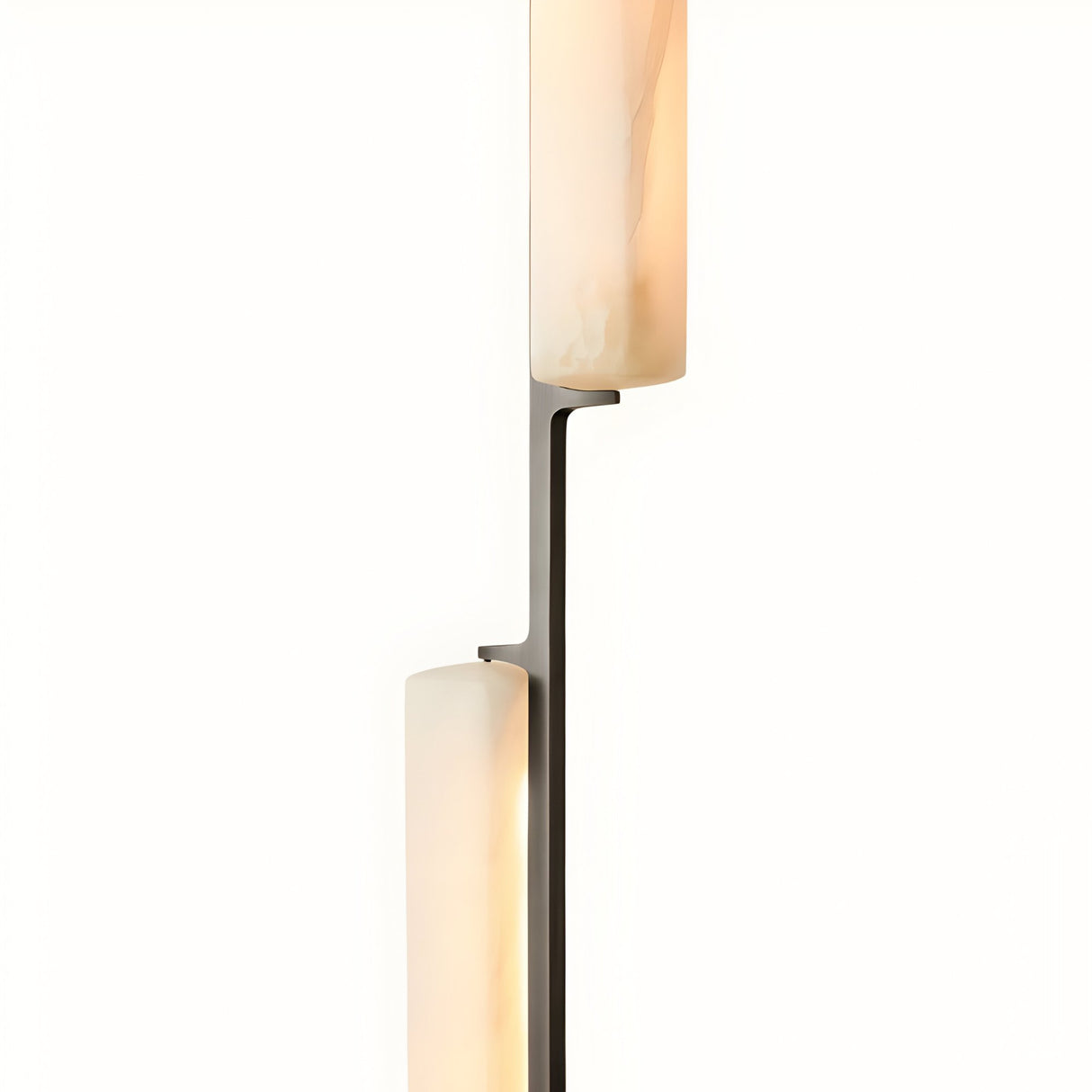 Selvara LED Vertical Duo Alabaster Pendant Light - Matt Black