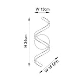 Dimension diagram of the Endon Aldleigh LED wall light in chrome and white, showing 34cm height, 13cm width and 15.5cm projection.