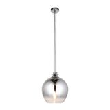 Castworth single-drop glass pendant light with chrome ombre globe shade, chrome fittings and cable, shown against a plain white background.