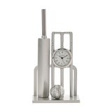 Cricket Bat, Ball & Wickets Miniature Metal Mantel Clock - Silver