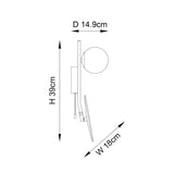 Dimension diagram of the Endon Cliffshaw bathroom wall light in black, showing 39cm height, 18cm width and 14.9cm projection.