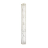 The Valmera LED Large Slim Vertical Alabaster Wall Light in Soft White features a tall, narrow rectangular design with frosted, subtly marbled natural Spanish alabaster for soft, diffused LED illumination.