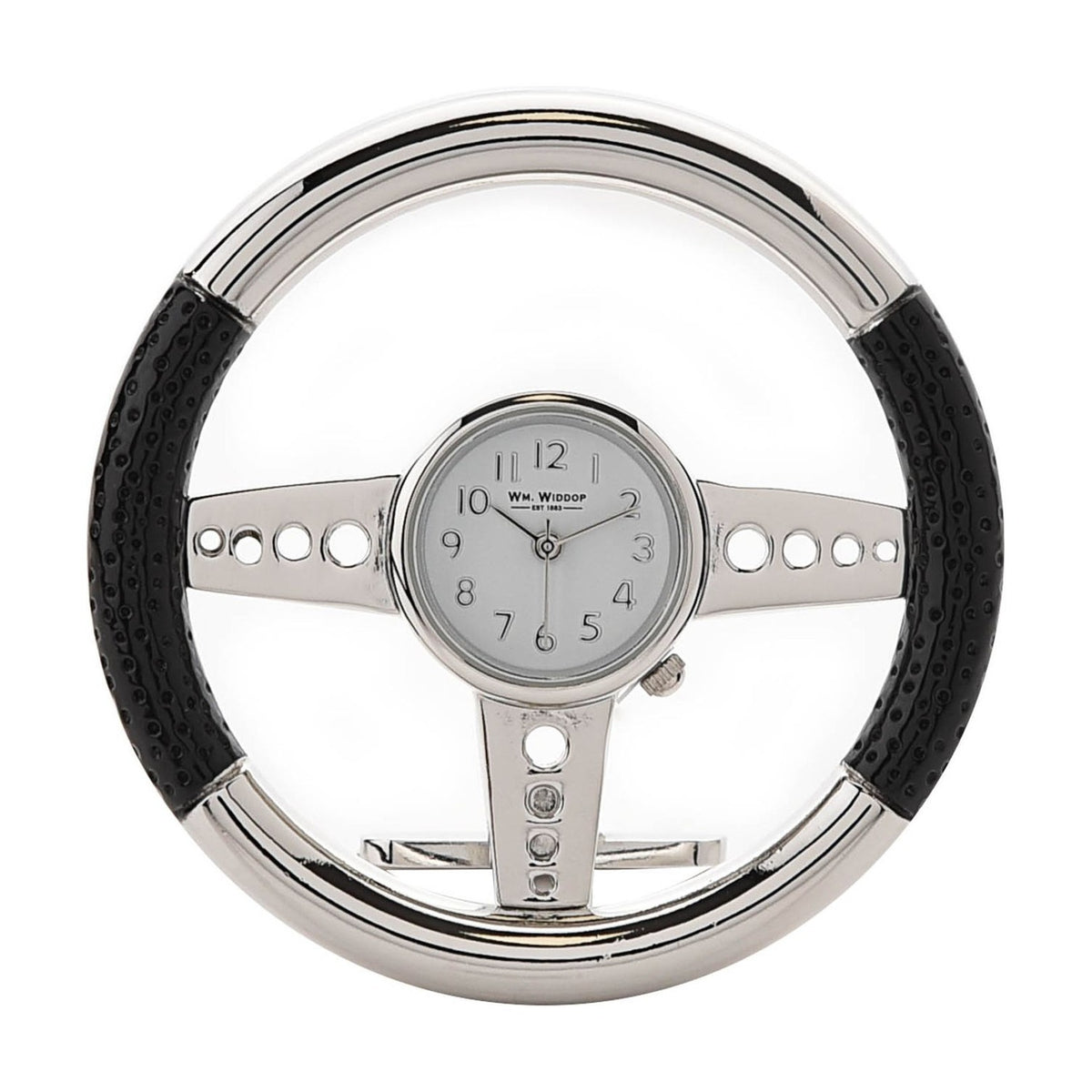 Steering Wheel Miniature Quartz Metal Mantel Clock - Chrome