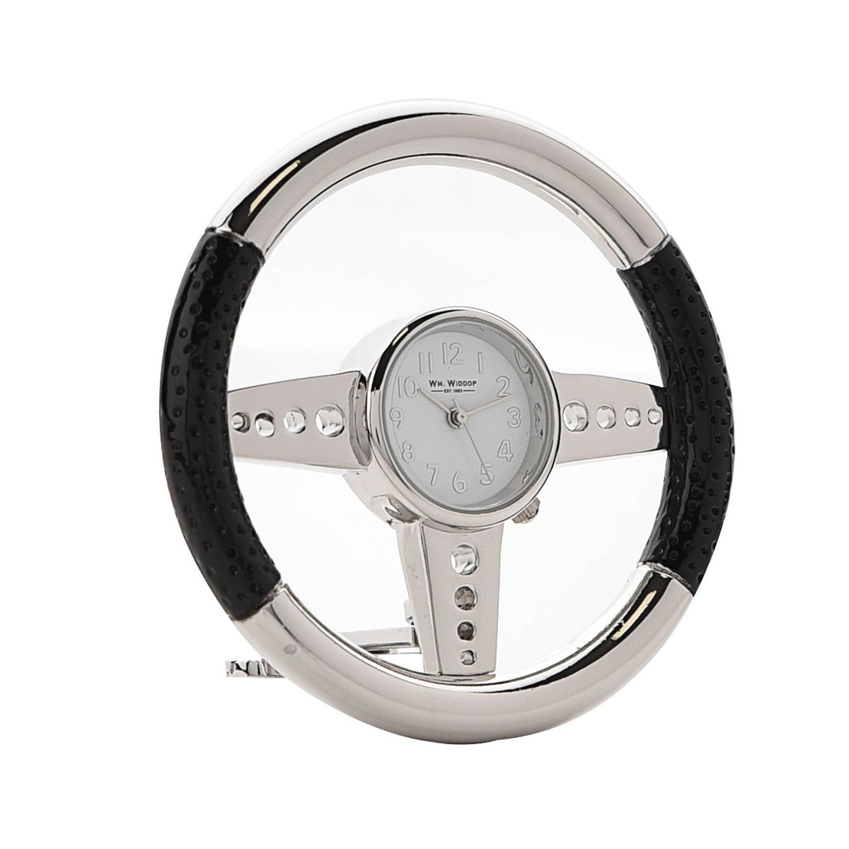 Steering Wheel Miniature Quartz Metal Mantel Clock - Chrome