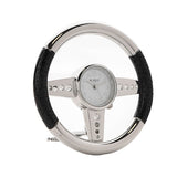 Steering Wheel Miniature Quartz Metal Mantel Clock - Chrome