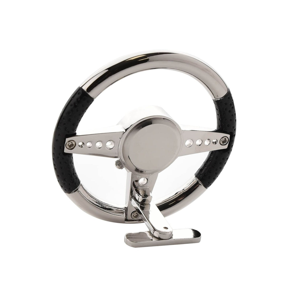 Steering Wheel Miniature Quartz Metal Mantel Clock - Chrome
