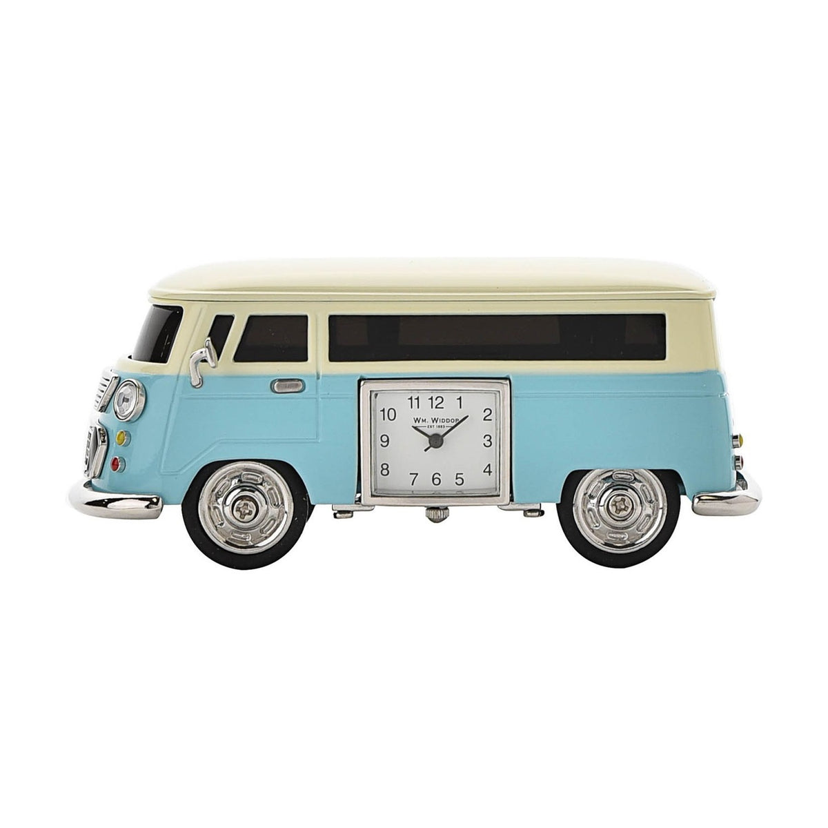 Miniature Camper Van Analogue Metal Mantel Clock - Blue