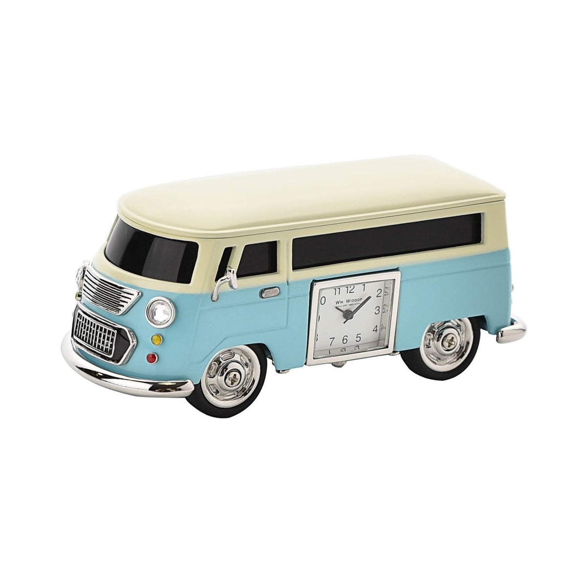Miniature Camper Van Analogue Metal Mantel Clock - Blue