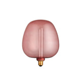 2.8W E27 LED filament bulb with pink tinted glass, tall tapered shape, visible filament, and brass E27 fitting, shown on a plain white background.