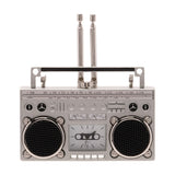 Miniature Retro Cassette Radio Metal Mantel Clock - Silver