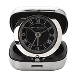 Chrome Fold Up Cushion Quartz Alarm Clock - Silver & Black