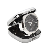 Chrome Fold Up Cushion Quartz Alarm Clock - Silver & Black
