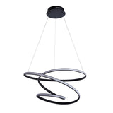 Endon Halden pendant light with a looped textured black frame and white LED diffuser, suspended from a black ceiling rose on a plain background.