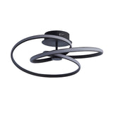 Endon Halden LED semi-flush ceiling light with intertwined looping rings in matt black metal, shown on a plain white background.