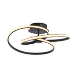 Endon Halden LED semi-flush ceiling light in matt black metal, formed from interlocking curved loops with warm white integrated LED strips.