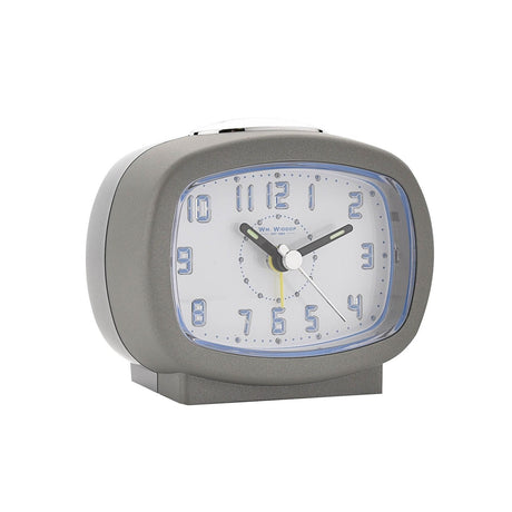 LED Dial Quartz Beep Plastic Alarm Clock with Snooze - Silver