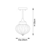 Dimension diagram of the Endon Aldridge semi-flush ceiling light showing 35cm height and 20cm diameter on a plain white background.