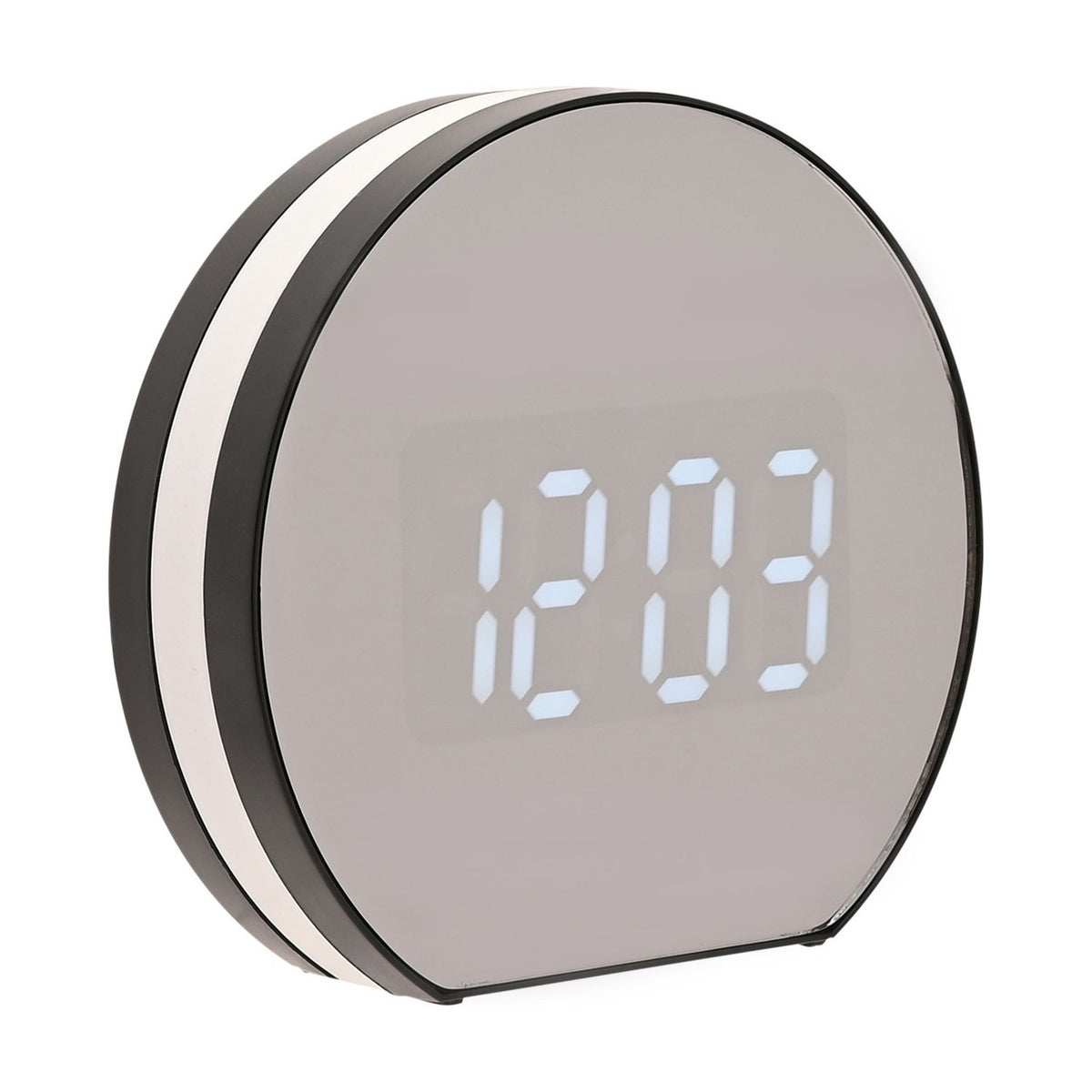 LCD Flip Mirrored Plastic Alarm Clock with Light - Black