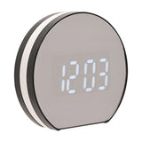 LCD Flip Mirrored Plastic Alarm Clock with Light - Black