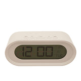 Oval Digital Alarm Clock with Temperature Display - White
