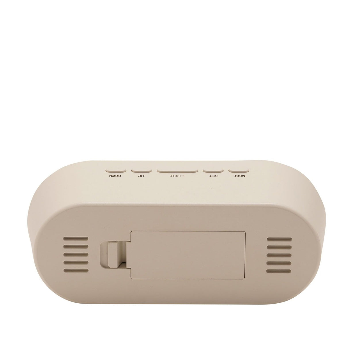 Oval Digital Alarm Clock with Temperature Display - White