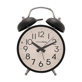 Round Twin Bell Table Alarm Clock with Light - Black & White