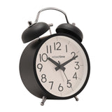 Round Twin Bell Table Alarm Clock with Light - Black & White