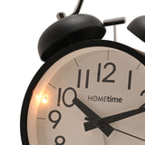 Round Twin Bell Table Alarm Clock with Light - Black & White