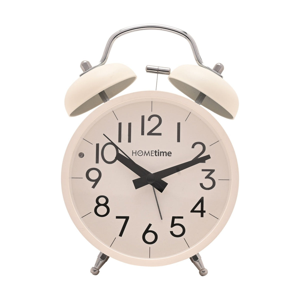 Round Twin Bell Table Alarm Clock with Dial Light - White