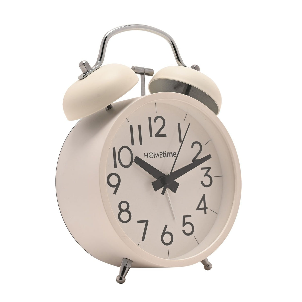 Round Twin Bell Table Alarm Clock with Dial Light - White