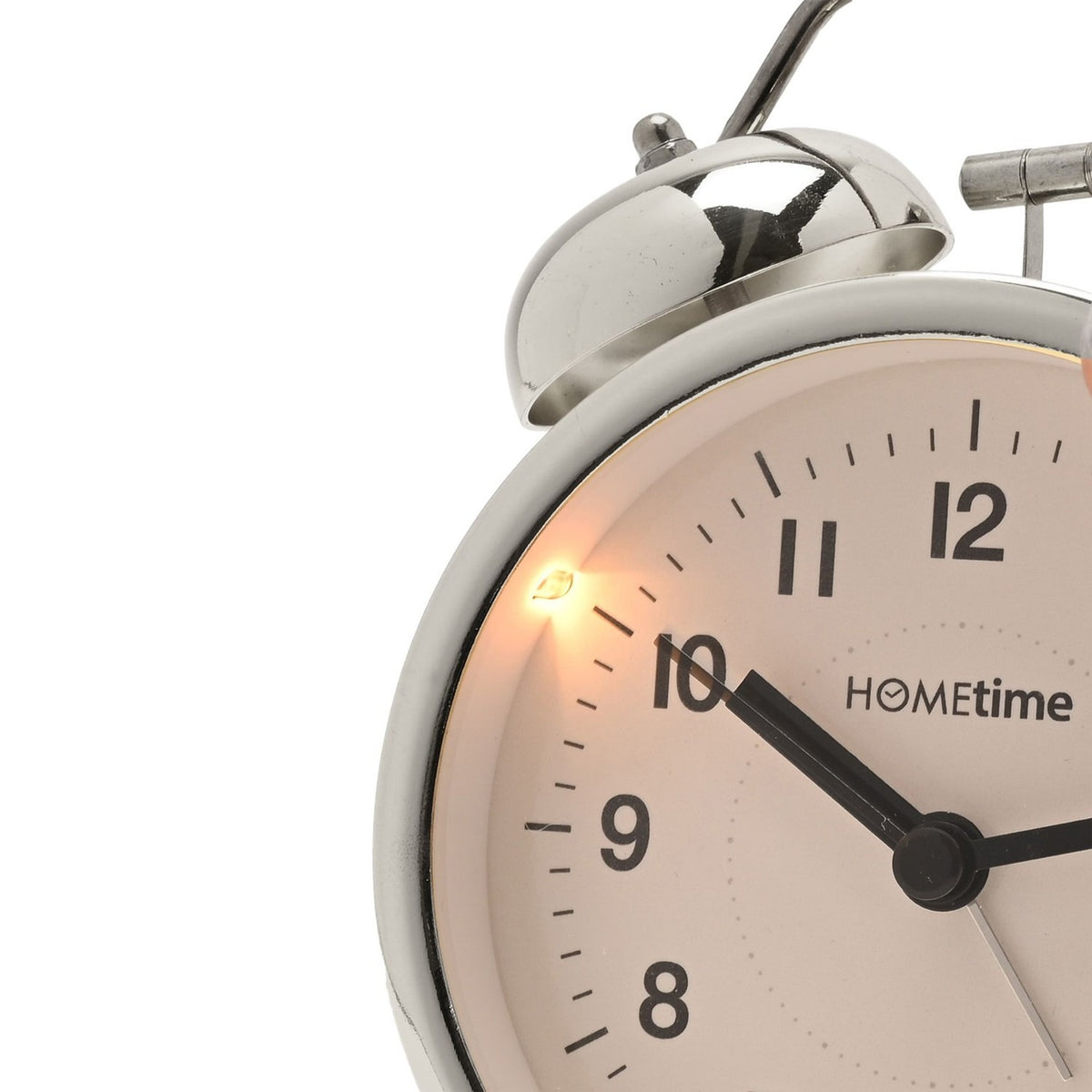 Round Twin Bell Metal Table Alarm Clock - Silver & White