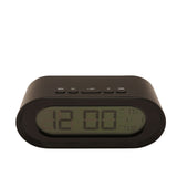 Oval Digital Alarm Clock with Backlit LCD Display - Black