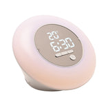 Round Wake Up Light Alarm Clock with Snooze - White & Silver
