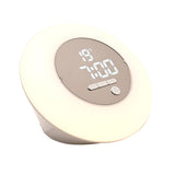 Round Wake Up Light Alarm Clock with Snooze - White & Silver