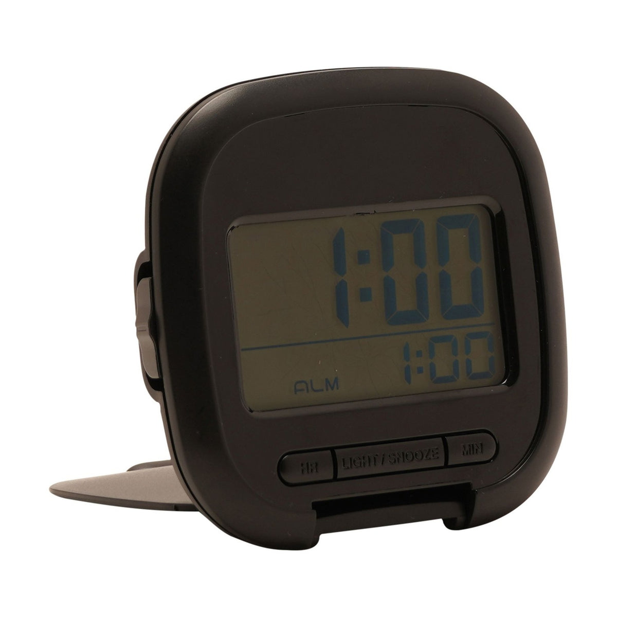 Folding Digital Travel Alarm Clock with Backlight - Black