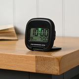 Folding Digital Travel Alarm Clock with Backlight - Black