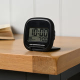 Folding Digital Travel Alarm Clock with Backlight - Black