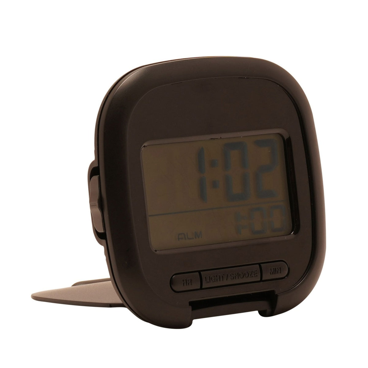 Folding Digital Travel Alarm Clock with Backlight - Black