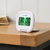 Digital Travel Alarm Clock with Snooze and Light - White