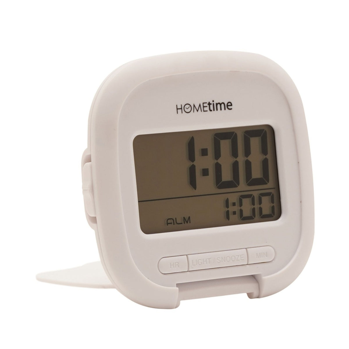 Digital Travel Alarm Clock with Snooze and Light - White