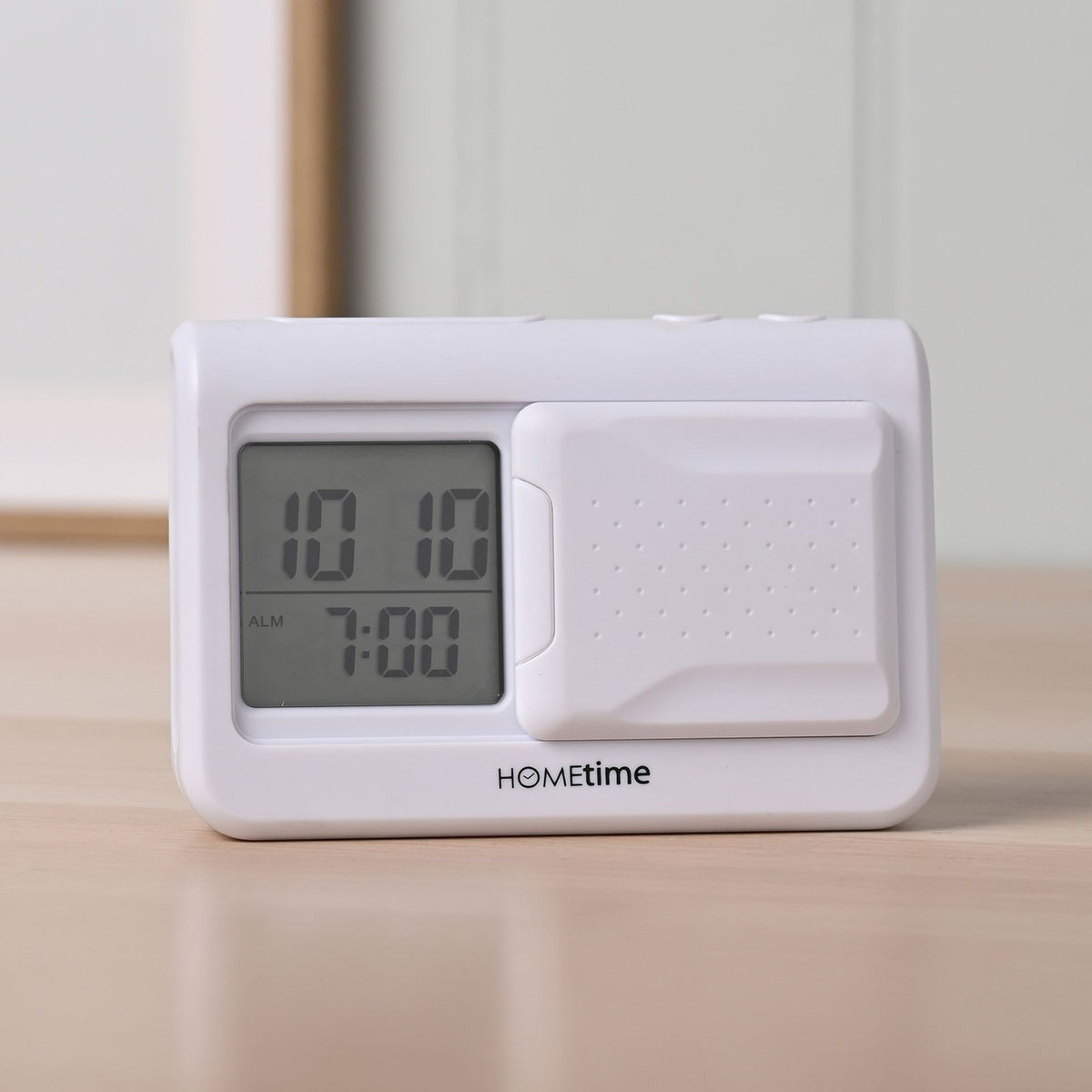 Digital Vibration Alarm Clock with Sliding Cover - White